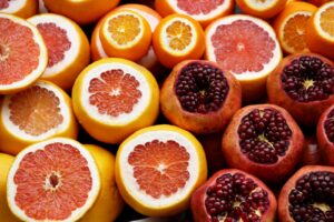 Pomegranate and orange fruits
